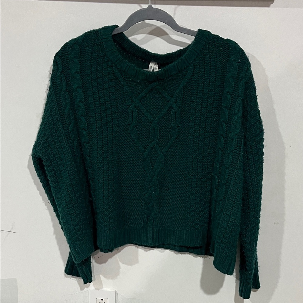 Mudd Dark Green Cable Knit Sweater